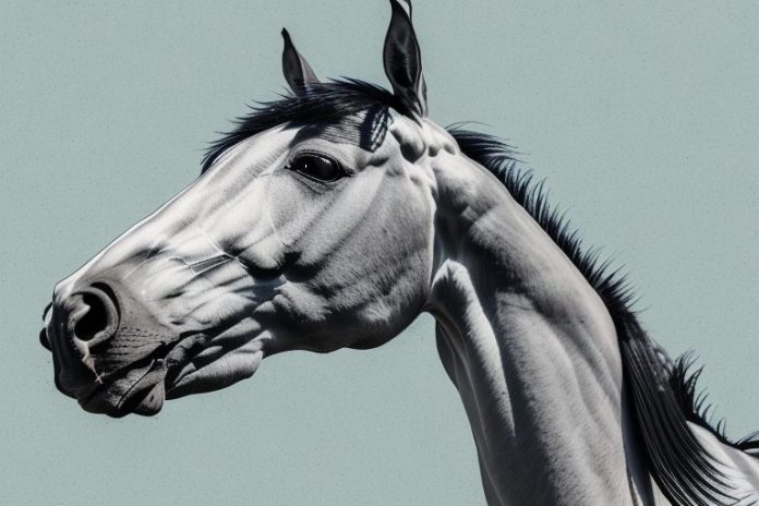 A thoroughbred horse in a rural setting in delmas