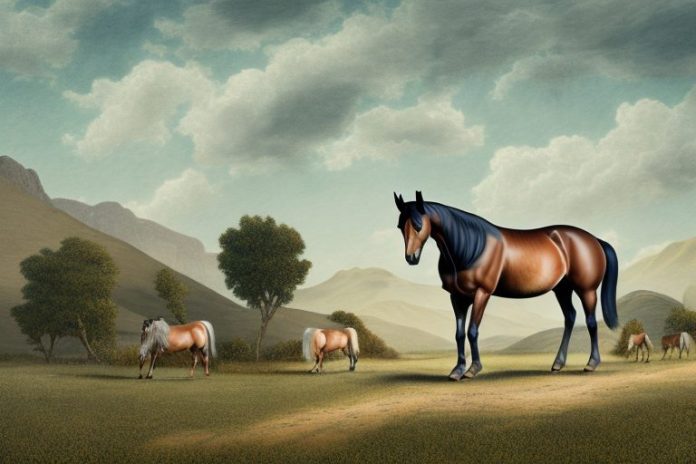 A morgan horse in a rural landscape in butterworth