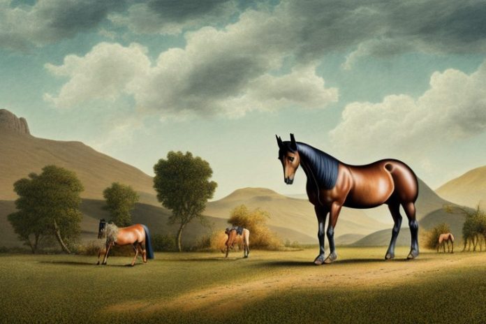 A morgan horse in a rural landscape in ficksburg