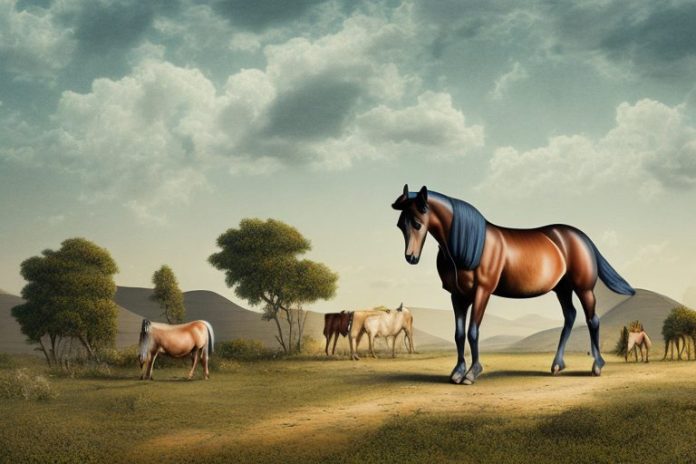 A morgan horse in a rural landscape in lebowakgomo