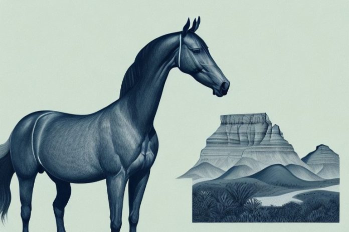 A morgan horse in a south african landscape
