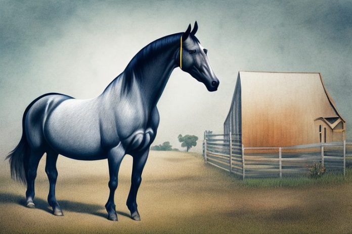 A morgan horse in a rural setting in delmas