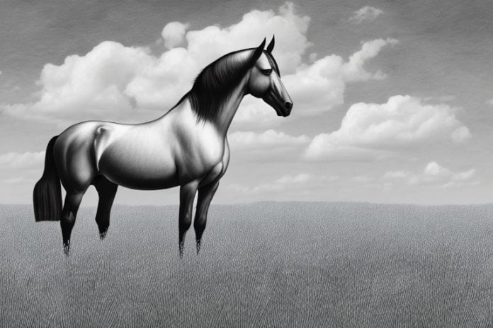 A morgan horse in an open field in upington
