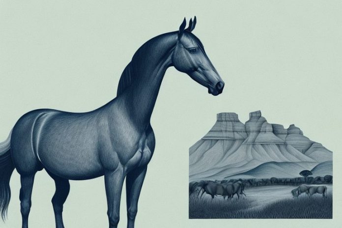 A morgan horse in a south african landscape