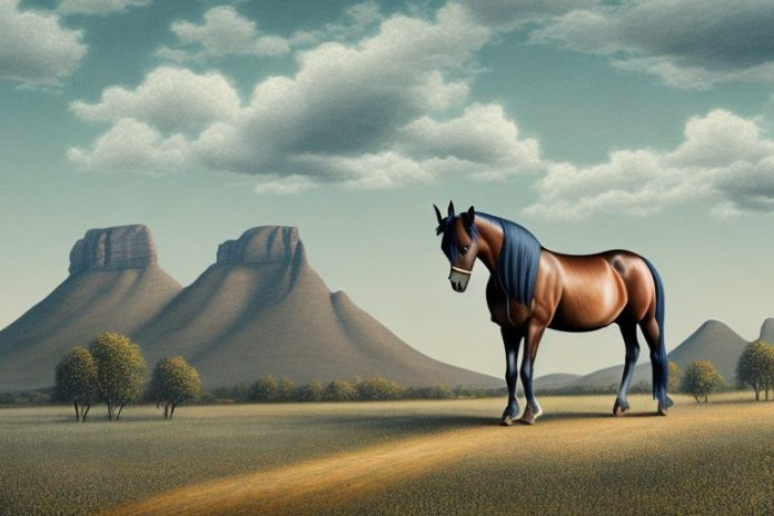 A morgan horse in a rural south african landscape