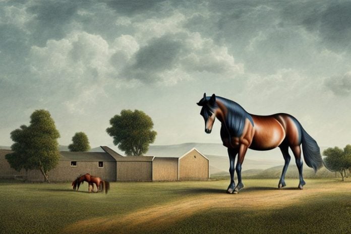 A morgan horse in a rural landscape in potchefstroom