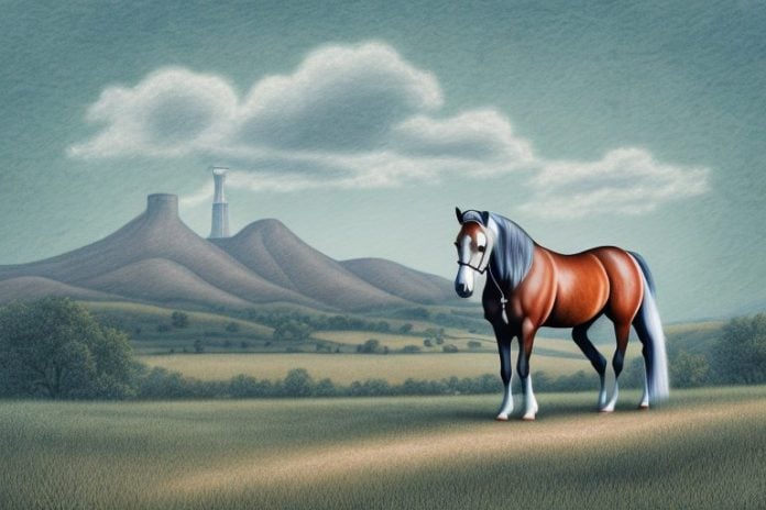 A kentucky mountain saddle horse in a rural setting in newcastle