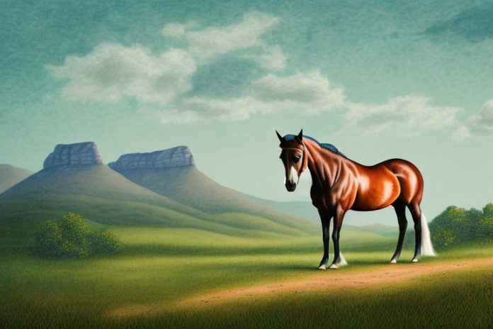 A kentucky mountain saddle horse in a rural landscape in amanzimtoti