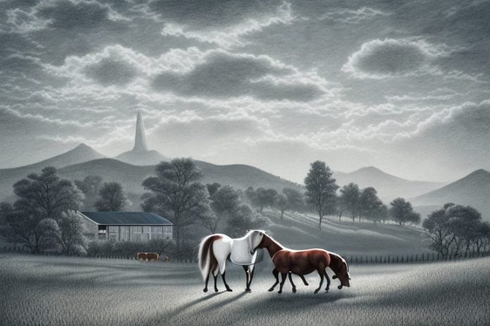 A kentucky mountain saddle horse in a rural setting in ladysmith