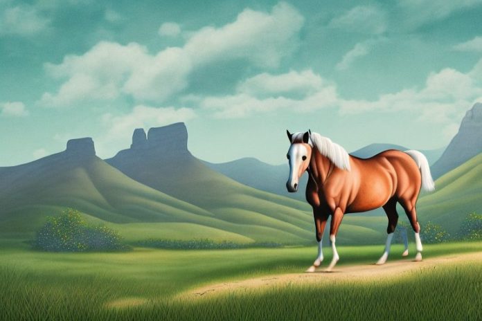 A kentucky mountain saddle horse in a rural landscape in ballito