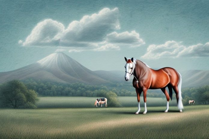 A kentucky mountain saddle horse in a rural setting in east london
