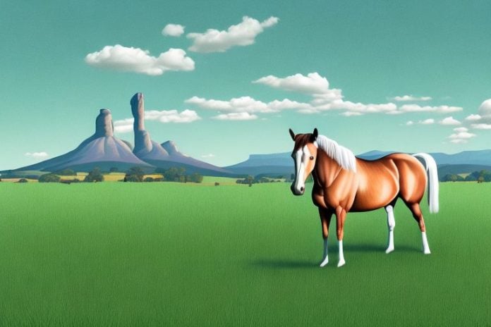 A kentucky mountain saddle horse in a grassy field in grahamstown