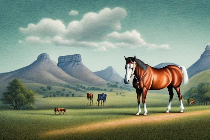 A kentucky mountain saddle horse in a rural setting in king william's town