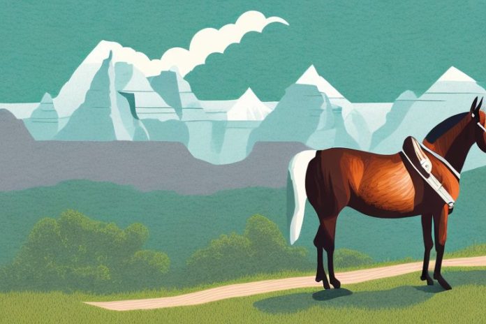 A kentucky mountain saddle horse in a scenic landscape in port alfred