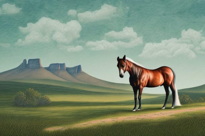 A kentucky mountain saddle horse in a rural landscape in jeffreys bay