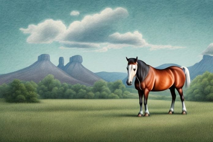 A kentucky mountain saddle horse in a rural setting in sasolburg