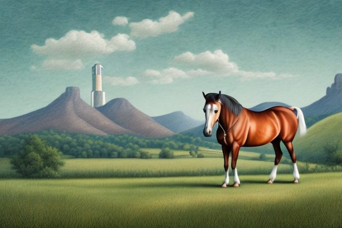 A kentucky mountain saddle horse in a rural setting in ficksburg