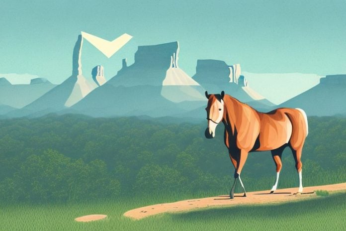 A kentucky mountain saddle horse in a natural landscape in johannesburg