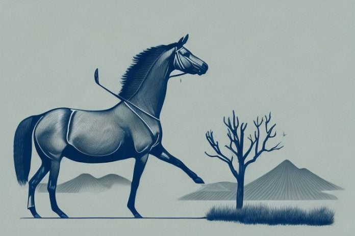 A kentucky mountain saddle horse in a south african landscape