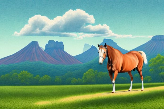 A kentucky mountain saddle horse in a scenic rural setting in tzaneen