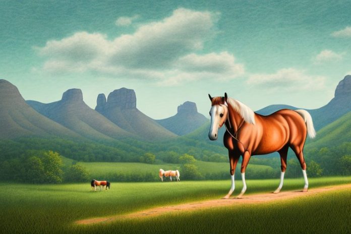 A kentucky mountain saddle horse in a rural landscape in nelspruit