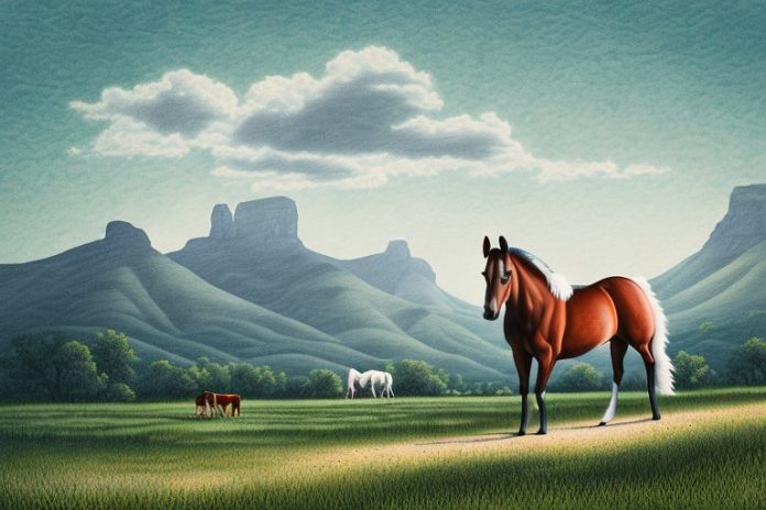 A kentucky mountain saddle horse in a rural setting in white river
