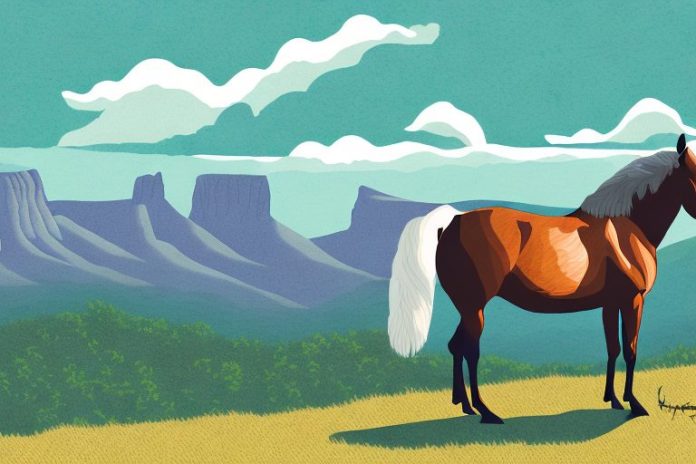 A kentucky mountain saddle horse in a scenic landscape in kimberley
