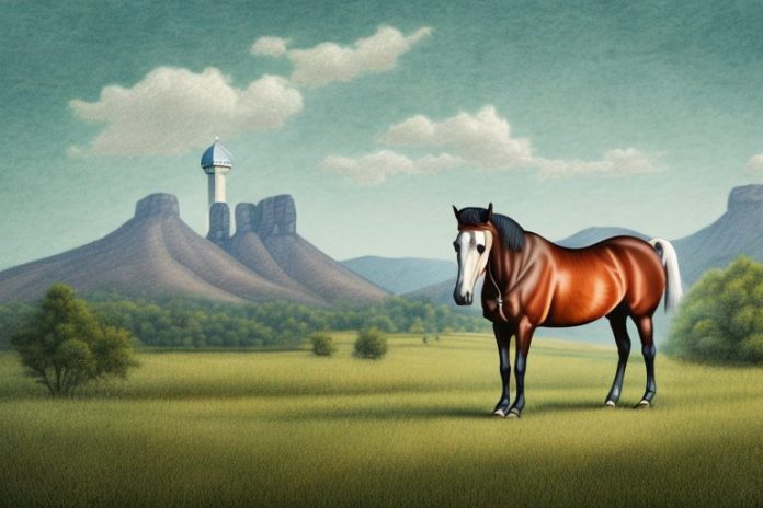 A kentucky mountain saddle horse in a rural setting in lichtenburg