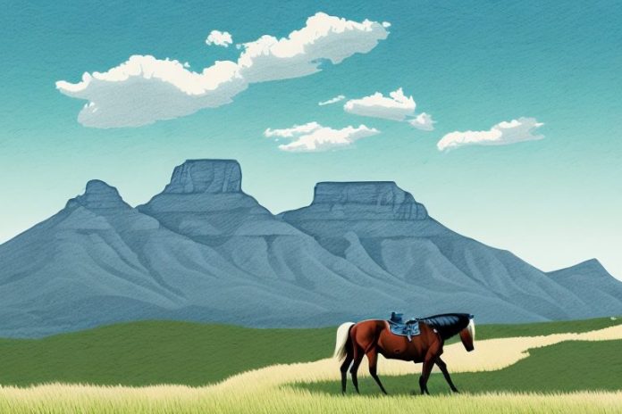 A kentucky mountain saddle horse in a beautiful landscape of the western cape
