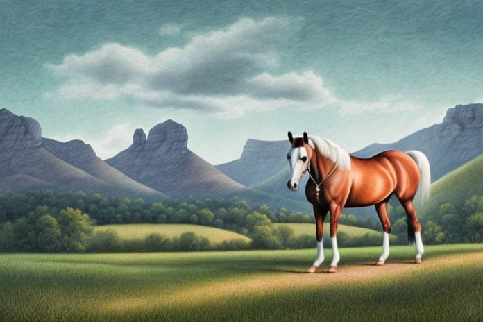 A kentucky mountain saddle horse in a rural setting in stellenbosch
