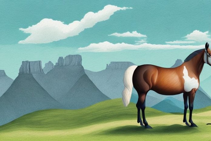 A kentucky mountain saddle horse in a scenic landscape in hermanus