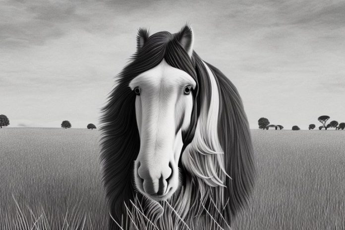A clydesdale horse in a field in pietermaritzburg