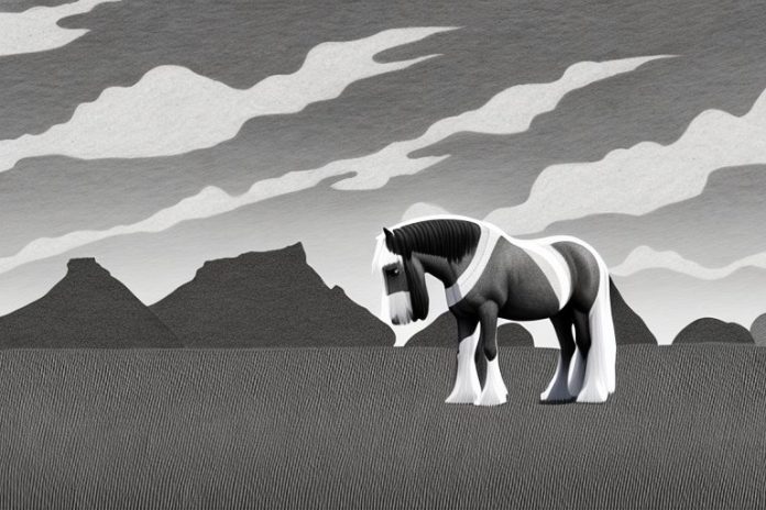 A clydesdale horse in a rural south african landscape