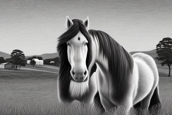 A clydesdale horse in a rural setting in pinetown