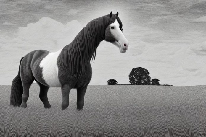 A clydesdale horse in a field in grahamstown