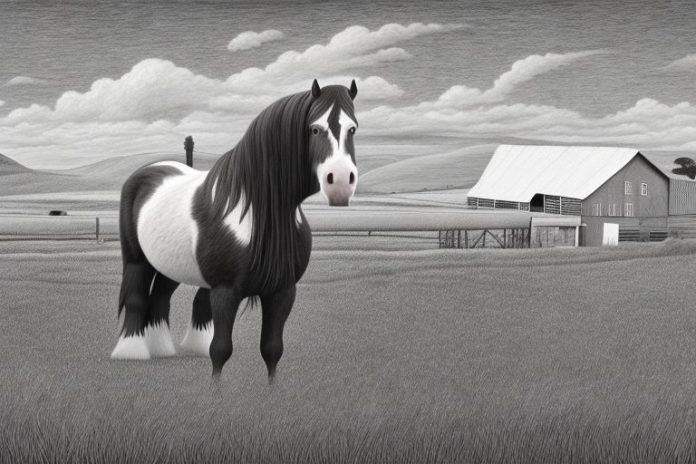 A clydesdale horse in a rural setting in aliwal north