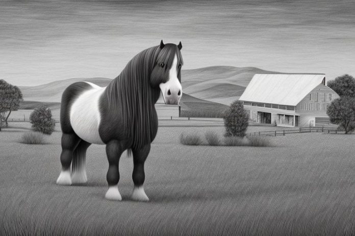A clydesdale horse in a rural setting in butterworth