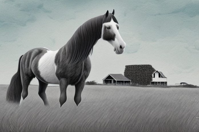 A clydesdale horse in a rural setting in jeffreys bay