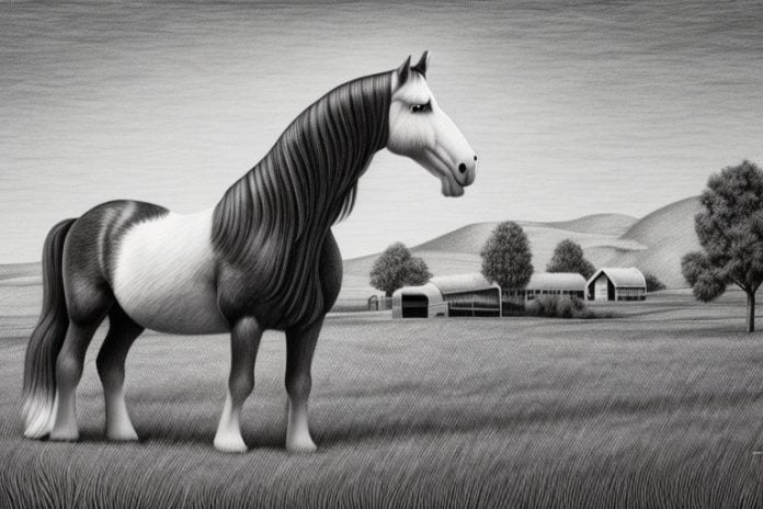 A clydesdale horse in a rural setting in kroonstad