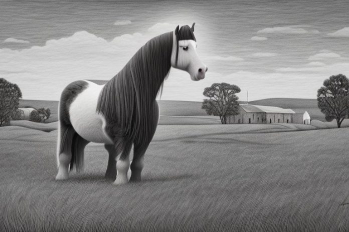A clydesdale horse in a rural setting in parys