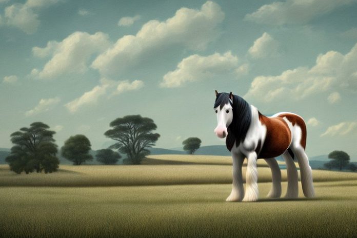 A clydesdale horse in a rural landscape in virginia