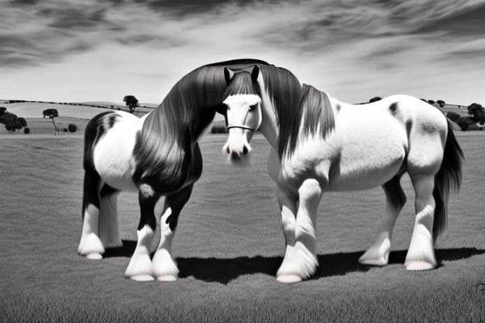 A clydesdale horse in a rural setting in bethlehem