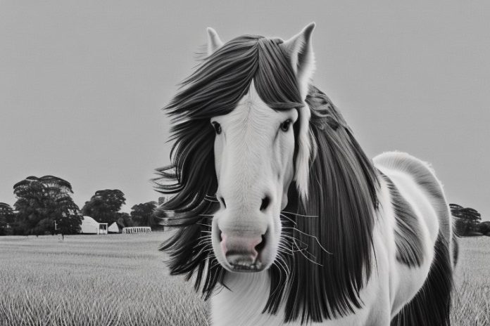 A clydesdale horse in a rural setting in gauteng