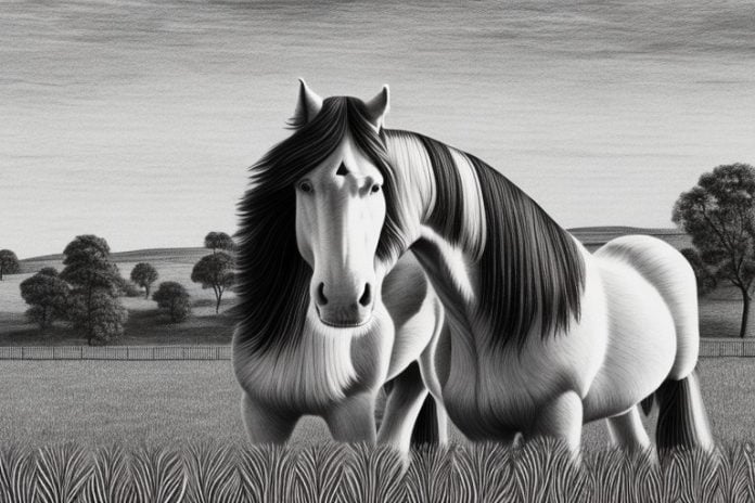 A clydesdale horse in a rural setting in pretoria