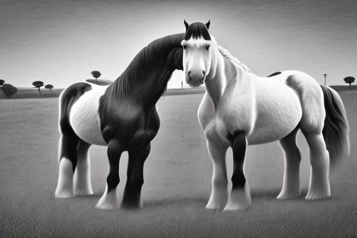 A clydesdale horse in a rural setting in soweto