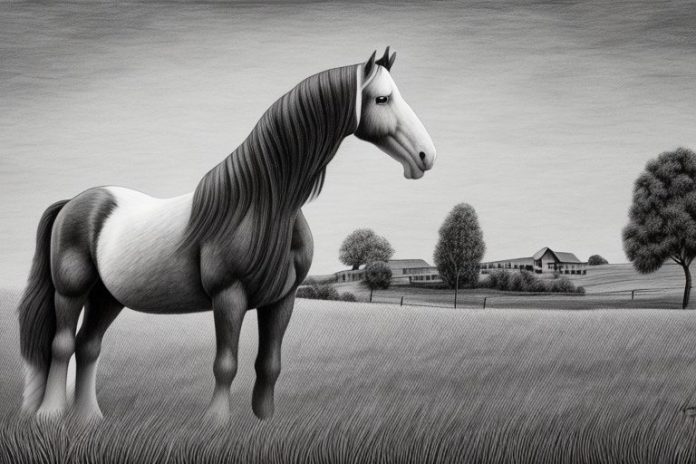 A clydesdale horse in a rural setting in greater pretoria