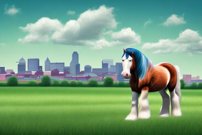 A clydesdale horse in a field