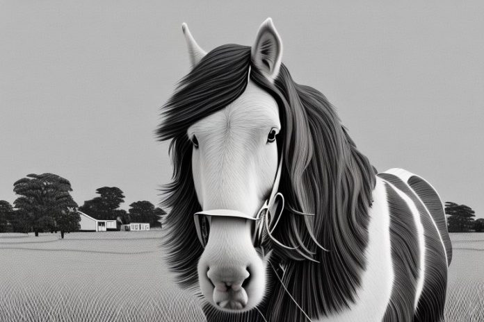 A clydesdale horse in a rural setting in midrand