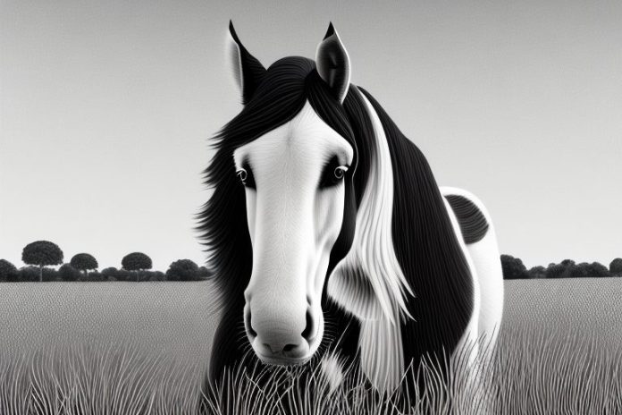 A clydesdale horse in a field in kempton park