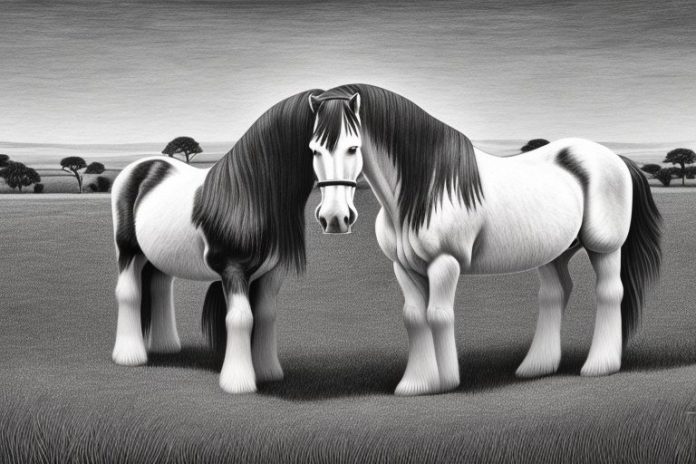 A clydesdale horse in a rural setting in thohoyandou